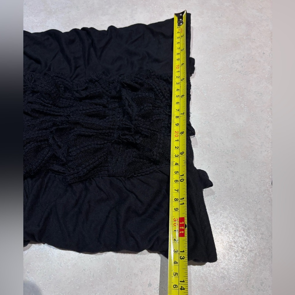 GUESS BLACK RUCHED HALTER/STRAPLESS MINI DRESS WITH LACE RUFFLING - Picture 10 of 11